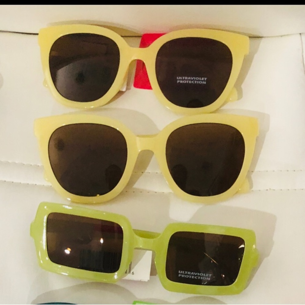 3pack yellow & light green plastic frame assorted sunglasses -$20 new